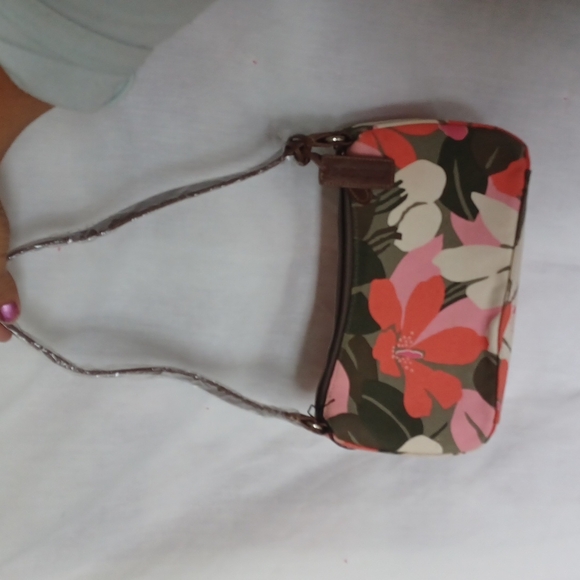 New Dockers handbag unique floral pattern, pink, brown, 10"x5" - Picture 1 of 5